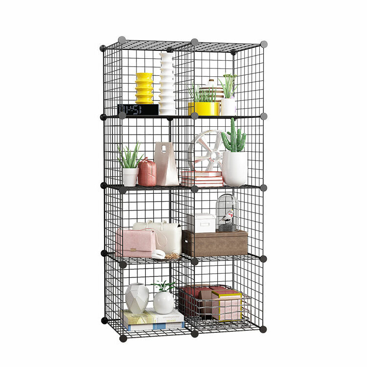 8 Cube Grid Wire Organizer Wardrobe Shelves