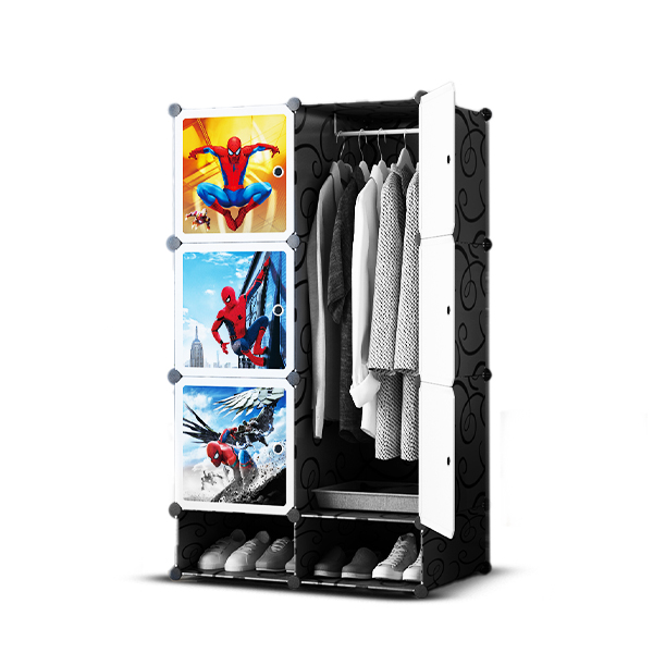 DIY Cabinet 6 Cubes with Shoe Rack- Spider Man