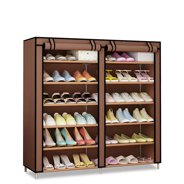 Dust-proof Non-Woven Fabric Dual Row 5 Layer Shoe Rack